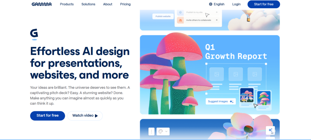 Gamma AI homepage image